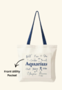 Green Vanna – The Celestial Self Tote Aquarius | Blue Zodiac Canvas Bag | 300 GSM Cotton | Dual Pocket Tote