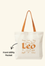 Green Vanna – The Celestial Self Tote Leo | Orange Zodiac Canvas Bag | 300 GSM Cotton | Dual Pocket Tote
