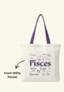 Green Vanna – The Celestial Self Tote Pisces | Violet Zodiac Astrology Tote | 300 GSM Canvas | Dual Pockets