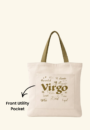 Green Vanna – The Celestial Self Tote Virgo | Khaki Zodiac Canvas Bag | 300 GSM Cotton | Everyday Dual Pocket Tote