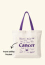 Green Vanna – The Celestial Self Tote Cancer | Violet Zodiac Canvas Bag | 300 GSM Cotton | Dual Pocket Astrology Tote